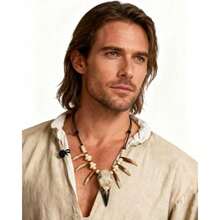 Collar cruz cuervo vikingo dientes hueso salvaje bárbaro halloween cosplay joyería alternativa - Cráneo de cuervo - Ver 5