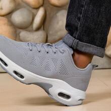 Men's Fashionable Sports Shoes With Air Cushion Running Shoes, Anti Slip And Breathable Running Shoelaces And Arch Support, Suitable For Daily Fitness, Sports, And Commuting - 灰色 - 查看 7