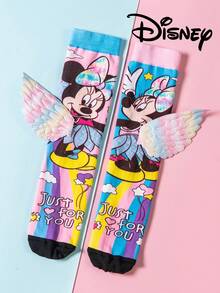 Cute 3D Disney Children's Angel Wings Mickey Knee-High Socks, Fashionable Children's High Sock Party, High-Quality Gifts, School Is Back In Session, Fun And Fashionable Disney Little Fan Disney Cartoon 3D Stereoscopic Socks - Multicolor - View 9