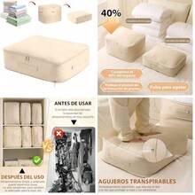 Organizador Autocomprimible UltracomprimibleBolsa de compresin que ahorra espacio, Bolsa de almacenamiento para chaquetas de plumaBolsa de almacenamiento de edredones de primera calidad(Beige, M) - medio+beige - Ver 9