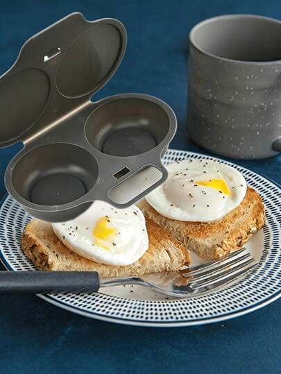 1 pieza Molde para cocinar huevos en microondas, Juego de 2 tazas para escalfar huevos en microondas - Se puede apilar con sartén para freír huevos de plástico PS, Esencial para el desayuno, Regalo de Halloween, Cocedor de huevos en microondas, Sartén para freír huevos, Utensilio de cocina, Diseño ahorra espacio, Accesorio de cocina moderno, Fácil de limpiar, Utensilios de cocina duraderos, Accesorio de cocina, Esencial de cocina, Chef en casa, Amante del desayuno