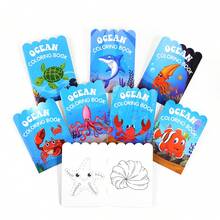8本海洋主题涂色书 - 包括水母、鲨鱼、小丑鱼、海龟和其他海洋生物图案，海底世界套装包含绘画、连点成线、涂色游戏、派对主题涂色活动、卡通涂鸦，是生日、派对、儿童（男孩和女孩）的绝佳礼物。 - 藍色 - 查看 3