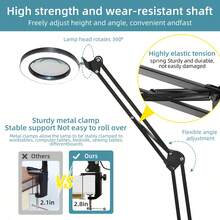 CANMEIJIA LED Magnifying Glass With LED Light, Adjustable Brightness Eye-Caring Lamp, Smart Dimming Desk Lamp, High Magnification Magnifier, Ring Light Magnifying Glass Lamp With 3 Lighting Modes, 15cm Lens 10X Magnifier, Adjustable Height And Clamp Base - Ideal For Reading, Crafts And Study - Magnifying Glass Desk Lamp - View 8