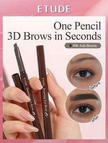 ETUDE 2-In-1 Waterproof & Smudge-Proof Eyebrow Pencil - #06 ASH BROWN - View 2