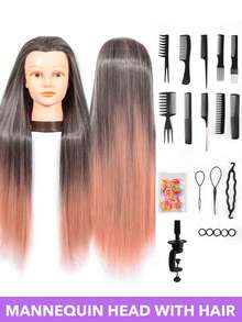 28-Inch Mannequin Head With Multicolored Synthetic Hair - Includes Free Clamp & Bonus Braiding Set For Hairdressing Practice For Cosmetology Practice Barber & Salon Styling Braiding & Practice Doll Head Durable & Easy Maintenance - Multicolor - View 26