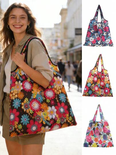 Large Heavy-Duty Oxford Cloth Shopping Bag Foldable Reusable Tote With Large Capacity, Thickened Carry Bag For Supermarkets & Grocery Shopping, Lightweight Portable Handbag For Daily Use, Office, Travel, Parties, Organizing & Storage, Practical Everyday Essential, New Year Gift