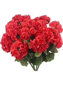 1株人造天竺葵花，适用于户外，丝质天竺葵花丛，适合户外花盆、室内花园、庭院、墓地、餐桌摆饰等。 - 彩色 - 查看 14