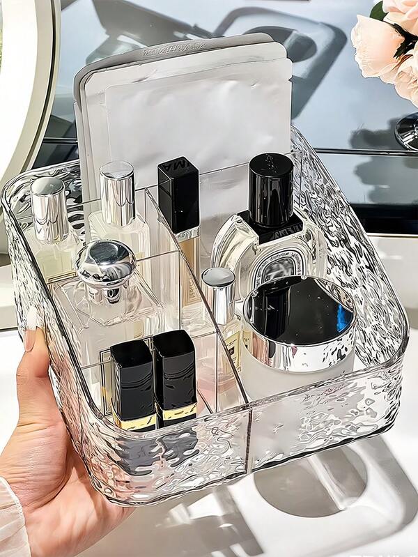Transparent Makeup Organizer Box With 3/4/5 Compartments, Acrylic Makeup Brush Holder, Transparent Acrylic Pen Holder, Transparent Makeup Brush Rack, Office Pen Holder, Brush Holder, Desktop Accessories, Suitable For Bathroom, Office, School And Home
