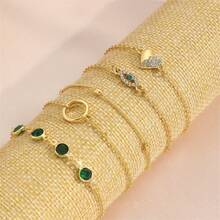 Hollow Round Inlaid Diamond Heart Bracelet Rhinestone Heart Eye Bracelet Set For Women 5 Pieces Perfect For Women On Valentine's Day, Dates, Outings, And Daily Wear - S1305 - 查看 2