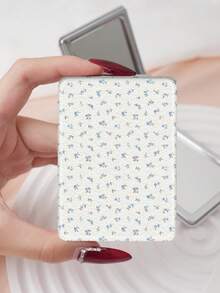 1 pieza Espejo de mano plegable de estilo campestre, espejo de vanidad portátil y ligero, de cuero de PU duradero, adecuado para todas las ocasiones y personas, espejo de bolsillo plegable cuadrado - Multicolor - Ver 12