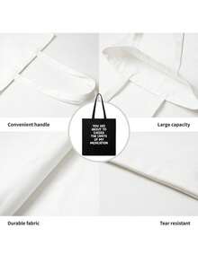 1 Pcs Plus Size Women'S Tank Top With A Fashionable Letter Print Reusable Printed Shopping Bag, Multi-Functional Printed Tote Bag, Casual Style, Unlined, Hand Washable Or Dry Cleanable, Ideal Gift For Friends Or Birthdays. - Black - View 4