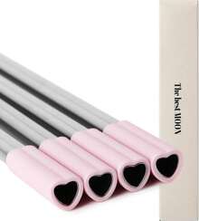 The Best MOON Heart Shaped Stainless Steel Reusable Metal Straws With Pink Silicone Tips (Set Of 4 Straws) For Coffee Tumbler 20 Oz Accessories And Valentines Day Christmas Birthday Gift - ColorA - 查看 1
