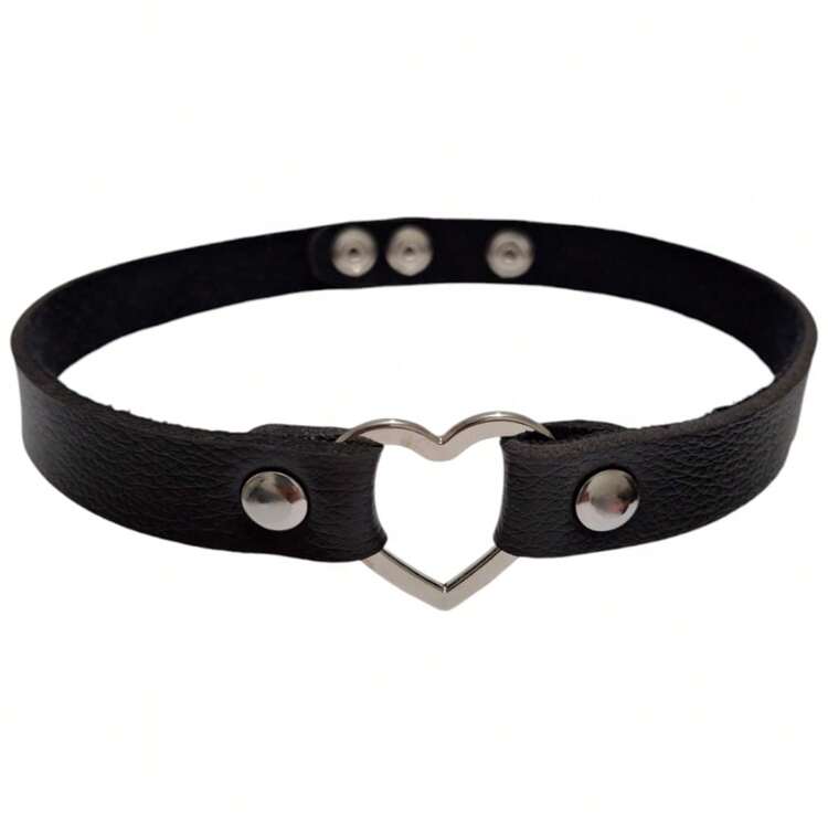 Women's Leather Heart Choker Necklace, Gothic Style - Nhiều màu - Xem 9