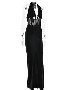 Women's 2026 New Arrival Sexy Dress - Tie - Up Detail, Backless, Ruched & Bodycon Style - màu đen - Xem 6