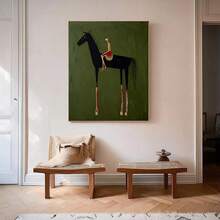 1 Pc 2D Print Canvas Painting,Horse Art Neutral Home Decorpainting Large Green Minimalist Canvas Brown Abstract Horse Rider Figure Painting Vintage Equestrian Wall Art , Wooden Framed Art,High Quality ,Thickness 2. 25cm/1inch Wall Art Prints Poster Direct Hanging Decor For Home Gifts,Living Room, Bathroom, Bedroom, Kitchen,Bar,Office - Nhiều màu - Xem 7