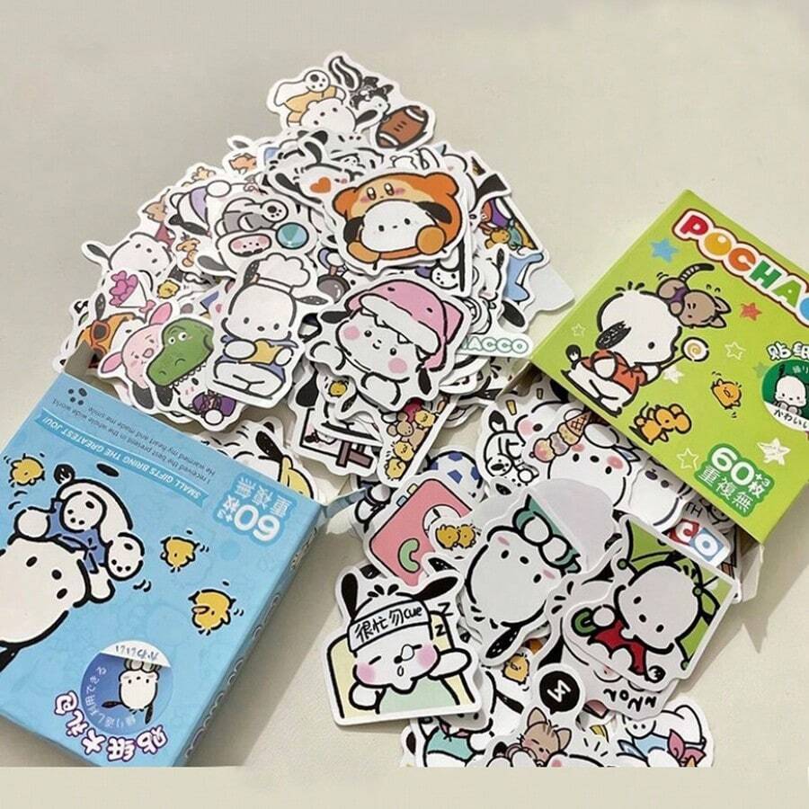1 Set/60pcs Japanese Cartoon Character Gift Box With Cartoon High-Value Patterns, Cute Student Hand Account Decoration Stickers, Ins Style, Holiday Gift, Cute And Affordable, Creating A Sense Of Surprise, A Gift For Friends (Stochastic Style) - Multicolor - View 1
