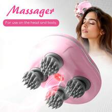 Head Massager, Handheld Rechargeable Electric Scalp Massager Hair Growth Stimulator Brush, Scalp Massager, 3-Speed Vibration Comb Pet Massager, Cordless Head Massager For Hair Growth - Hồng - Xem 3
