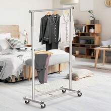 SimpleHouseware Double Rod Garment Rack Grey - สีเทา - ดู 3