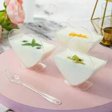 Transparent Heart-Shaped Mousse Cups, Dessert Cups, Ice Cream Cups, Pudding Cups, Jelly Cups, Tiramisu Cups, Mini Cups, Suitable For Cakes, Ice Cream, Tasting, Parties, Buffets, Weddings, Birthday Parties - Multicolor - View 10