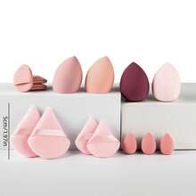 "14-Piece Multi-Tone (Pink, Beige, Burgundy) Makeup Sponge Set – Soft Latex-Free Blender Sponges (Teardrop & Triangle Shapes) With Ribbon Detail, Versatile Beauty Tools For Daily Makeup & Holiday Gift Sets"