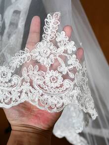 3 Meters Long Lace Edge Single Layer Cathedral Wedding Veil, Vintage Soft Tulle Bridal Headpiece, High-Quality Wedding Accessory Without Comb - Hairless Comb, - View 5