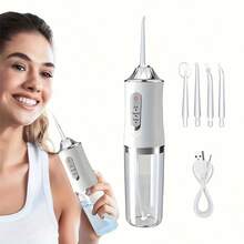 Electric Water Flosser Cordless For Teeth 3 Modes 4 Jet Tips Cleaning And Flossing Water Dental Portable Floss Irrigator Oral Water Flossed Rechargeable Tonsil Stone Travel Adults - 粉色 - 查看 9