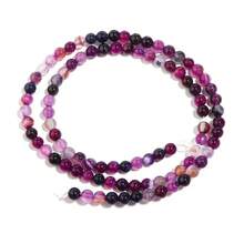 1颗天然紫色条纹玛瑙圆珠，尺寸4/6/8/10/12毫米，时尚优雅玉石DIY首饰制作材料，适用于手链、项链、吊坠、工艺装饰 - 紫色條紋瑪瑙石 - 查看 11