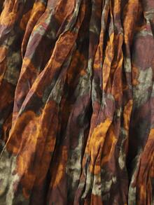 EARO 女士印花长款 A 字裙，飘逸长裙，休闲复古风宽松修身百搭夏季款 - 黃色 - 查看 6