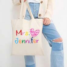 NAZENTI Custom Teacher Tote Bag, Personalized Teacher Appreciation Gifts Canvas Tote Bag, Teachers Women - Design 4 - 查看 5