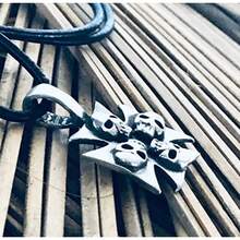 Collar piel colgante cruz hierro joyería rústica hombre - como en la foto - Ver 7