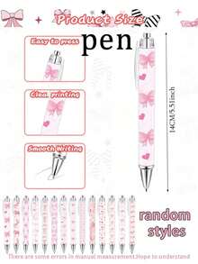 16pcs White & Pink Bow Theme Stationery Set, Includes Bow Pocket Notebook, Sticky Notes, Ballpoint Pen & Mini Notebook, Bow Theme Party Gift, Suitable For Butterfly Theme Baby Shower, Birthday Party & Office Supplies - Pink - View 3