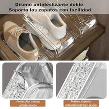 CYPNOrganizador de Zapatos Apilable6 Piezas ranuras ajustables para zapatos apilador de zapatos de doble capa Con textura antideslizante organizador para ahorro de espacio para estantes del ArmarioFashion - Transparente - Ver 6