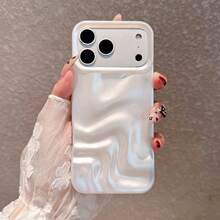 Premium Minimalist Faux Pearl White 3D Wave Pattern Phone Case Compatible With IPhone 17 Pro Max/17 Pro/17 Air/17/16 Pro Max/16/16 Pro/16 Plus/15/15 Pro Max/15 Pro/11/12/13/14 Pro Max/11 Pro/11 Pro Max/12 Pro/12 Pro Max/13 Pro/13 Pro Max/14 Pro/14 Pro Max/16 Pro Max/16/16 Pro/16 Plus/12 Mini/13 Mini/16E, Soft Shell, Minimalist & Creative - Premium Pearl White - View 2