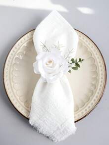 1 pieza Anillo de servilleta de rosa artificial de madera, decoración de mesa de comedor para boda, fiesta, baile de graduación, cena, decoración rústica de mesa - Multicolor - Ver 9