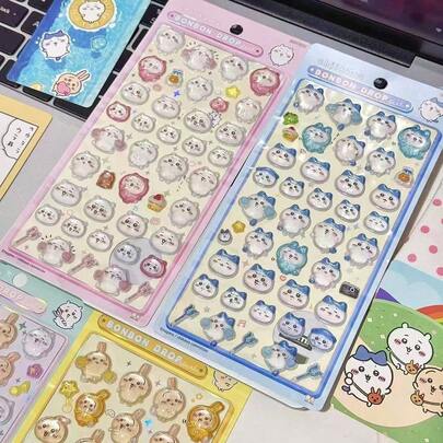 1pc Chiikawaing Anime Cartoon 3D Sticker, Cute Cat Sticker, Reusable Waterproof Sticker For Laptop, Water Bottle, Notebook, Car, Luggage, Gift Wrapping, Party Decoration, Vinyl Sticker, School & Learning Supplies DIY (Random Style)