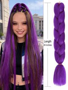 1 Pack 100g/Pack 24 Inch Heat Resistant Jumbo Synthetic Braiding Hair Extensions, Suitable For Twist Braids And Crochet Braids - Multicolor - View 2