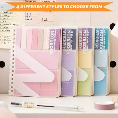 1 opakowanie 280 kartek, okładka PET, wielofunkcyjny notatnik (220 karteczek samoprzylepnych + 60 stron do pisania) – spiralny design, łatwe przewracanie – przenośny i trwały, odpowiedni do notatek, list i pamiętników, notatnik, prezent noworoczny