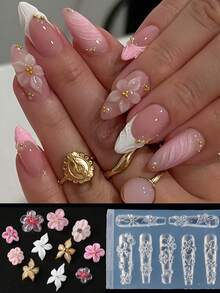 1pc Blooming Camellia, Orchid, Lily Flower Nail Art Carving Mold, High Transparency Silicone 5-Petal Flower Nail Gel Printing Mold, Nail Art Tool For Spring & Summer - Clear - View 4