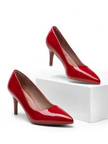 Zapatos de tacón de aguja de 3 pulgadas de estilo elegante y sofisticado para bodas elegantes y atuendos formales de negocios - Rojo - Ver 4