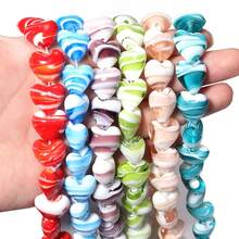 5 hạt cườm thủy tinh hình trái tim kẻ sọc, thích hợp để tự làm đồ thủ công như vòng tay, vòng cổ, bông tai, móc khóa, dây đeo túi xách, quà tặng ngày Valentine. - Nhiều màu - Xem 7