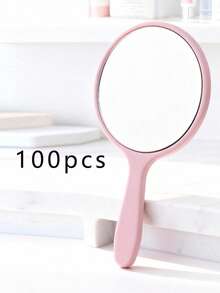 1 pieza/5 piezas/10 piezas/50 piezas Espejo compacto de mano, espejo de maquillaje portátil para bolso, esencial de viaje, espejo de tocador con mango para estudiantes, regalos, viaje, artículos baratos, esencial de viaje - Rosa - Ver 9