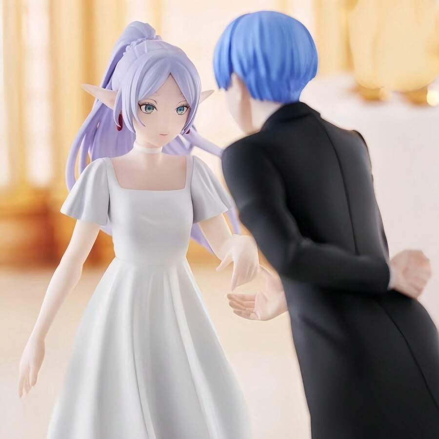 1件动漫风格收藏手办 - 黑衣精灵战士与可爱白裙女孩，理想的桌面摆件，送给游戏玩家的绝佳生日礼物 - 彩色 - 查看 1