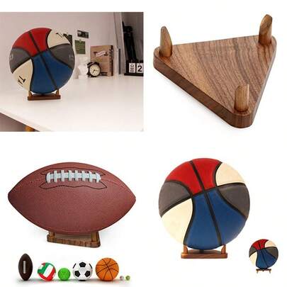 Ball Stand Holder Display Stand For Basketball Football Soccer Holder Rack Autographed Ball Memorabilia Display Case Solid Walnut Wood Made Ball Display Stand