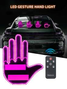 1pc Funny LED Car Finger Light, Gesture Light, Suitable For Automobiles, New Model LED Car Rear Window Indicator Light With Remote Control, Suitable For Road Rage, LED Car Accessories, 4 Modes, Battery Powered - Multicolor - View 15