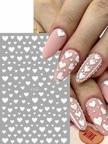 4pcs Valentine's Day Nail Art Stickers, Red White Black Heart Pattern, Sliding Style Holiday Stickers, Romantic Gift, Women DIY Nail Art Accessories & Decorations Nails Nail Supplies - Multicolor - View 3
