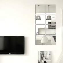 4/8pcs Mirror Wall Stickers, Full Length Mirror For Home, Bedroom, Self-Adhesive Soft Mirror, Acrylic Material, Unbreakable, Best Gift For Birthday, Graduation, Back To School, Room Decor, Study Supplies