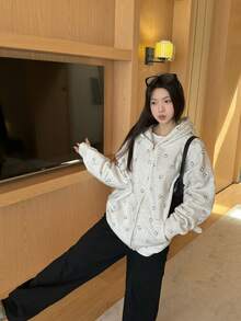 Women Sweatshirts - Flower Gray - View 3