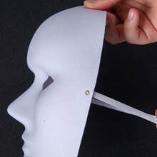 Blank White Paintable Paper Mache Mask DIY Full Face Masks For Artistic ProjectsHalloween Masquerade Parties - As Pic - View 4