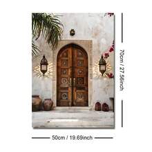 1pc Framed/Unframed Islamic Mosque Canvas Poster Boho Muslim Architecture Moroccan Door Wall Art Print Ramadan Decor Mediterranean Religious Painting For Apartment,Living Room,Bedroom,Modern Home Decoration - Multicolor - View 12
