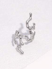 1pc Asymmetrical Line Shaped Exaggerated Gold-Plated Stainless Steel Ring, Unique Design, Suitable For Women's Daily, Party, And Date Wear